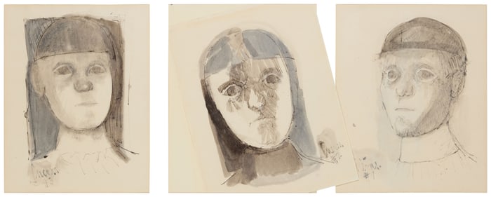 Jose Luis Cuevas (1934-2017), "Three Renaissance Self-Portraits," 1961