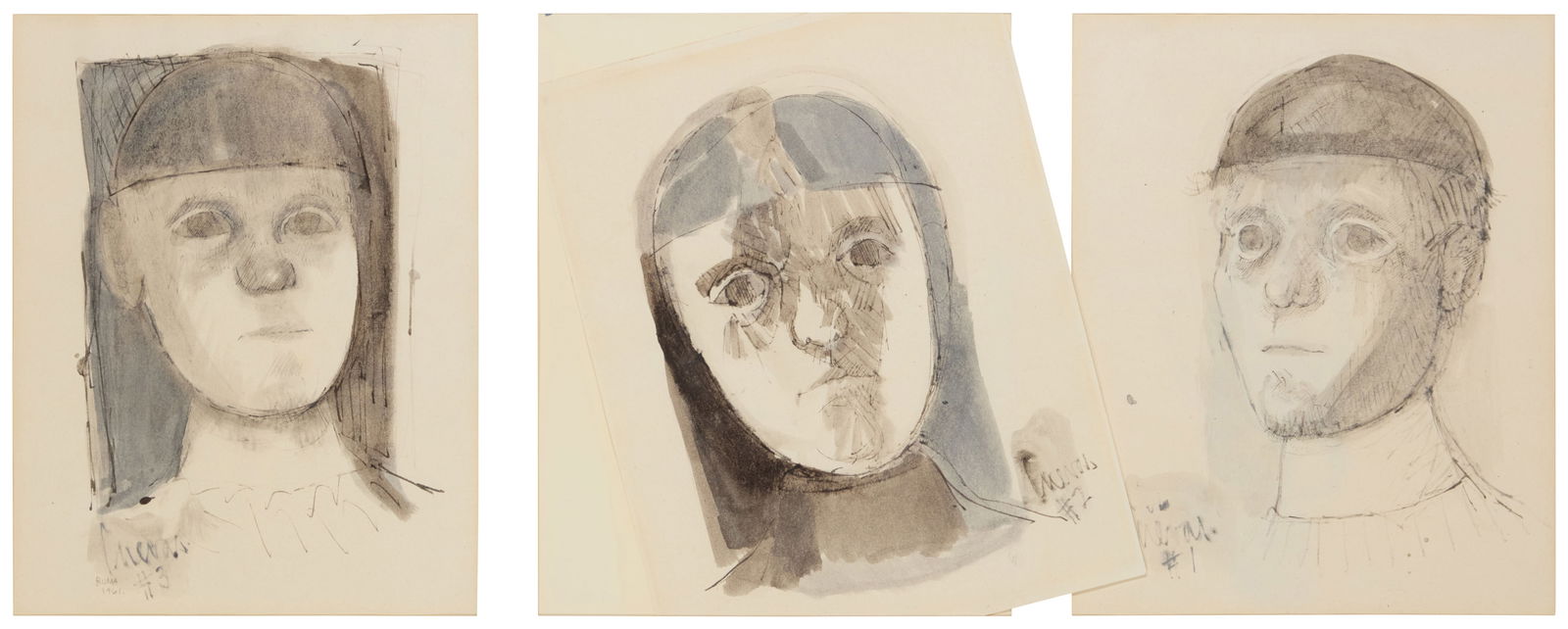 Jose Luis Cuevas (1934-2017), "Three Renaissance Self-Portraits," 1961 (1 of 9)