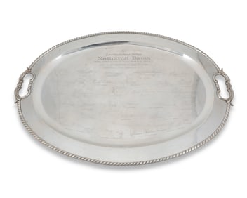 A Mexican sterling silver tray signed by ambassadors
