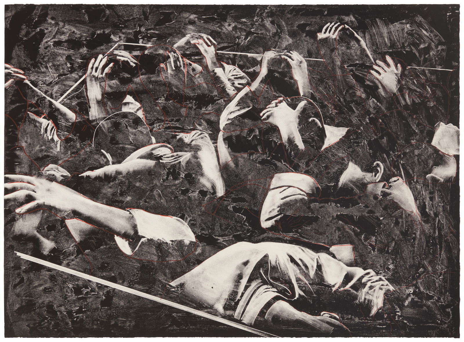 Rafael Canogar (b. 1935, Spanish), "The Prisoners," plate 5 from "La Violencia" portfolio, 1969: Rafael Canogar(b. 1935, Spanish)"The Prisoners," plate 5 from "La Violencia" portfolio, 1969Lithograph on Rives paperA bon a tirer impression, aside from the edition of 20Signed, titled, dated, and in