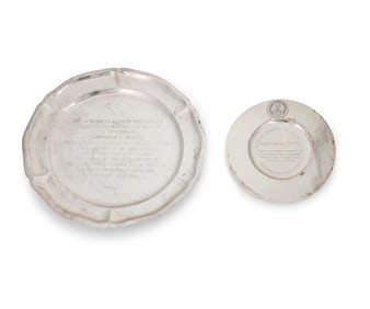 Two Mexican silver honorific trays