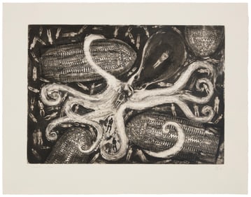 Francisco Toledo (1940-2019, Mexican), "Octopus with Slave Ship," 2015