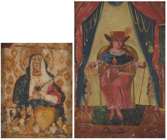 Two late 19th/early 20th century Mexican retablos