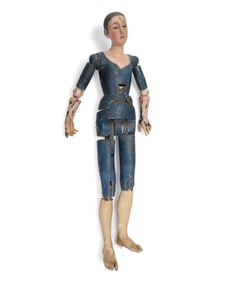 A Guatemalan polychrome carved wood processional Santo