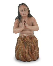 A Guatemalan polychrome carved wood Anima Sola