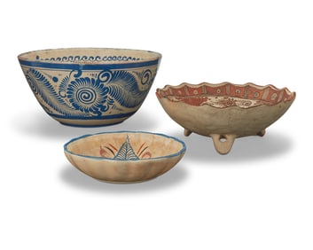 Three Tonala pottery bowls