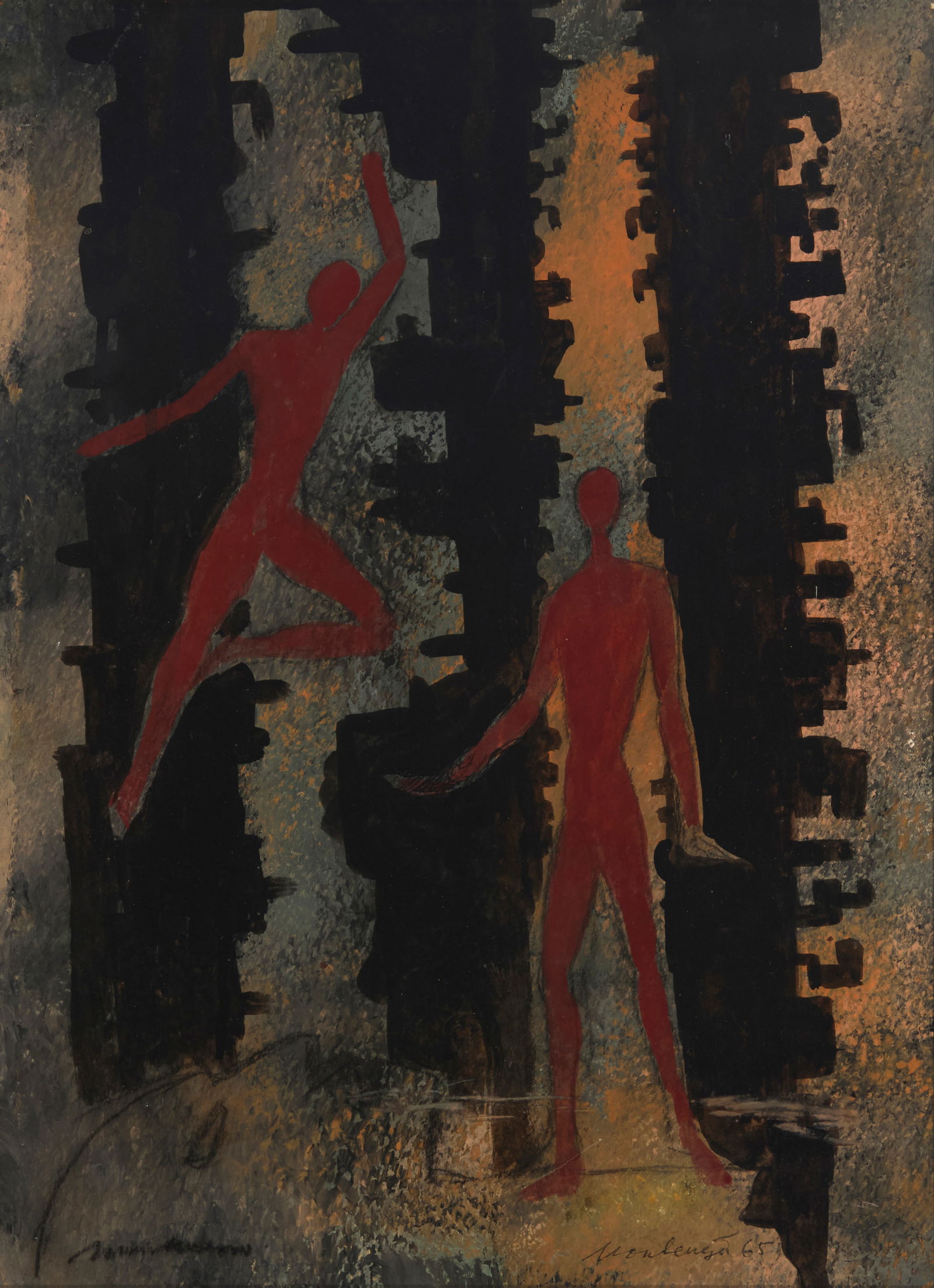 Roberto Montenegro (1885-1968, Mexican), Abstract figures, 1965 (1 of 8)
