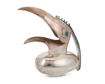 A Los Castillo silver-plated toucan pitcher