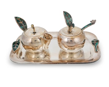 A Los Castillo silver-plated cream and sugar set