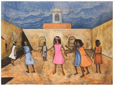 Gustavo Montoya (1905-2003, Mexican), "La Gallinita Ciega," 1985