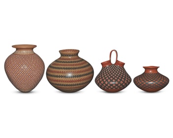 Four Mata Ortiz pottery jars