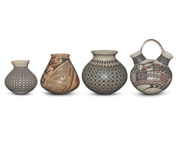 Four Mata Ortiz pottery jars