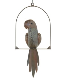 A Sergio Bustamante style brass and copper parrot