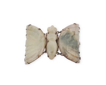 A Mexican silver and hardstone butterfly bracelet