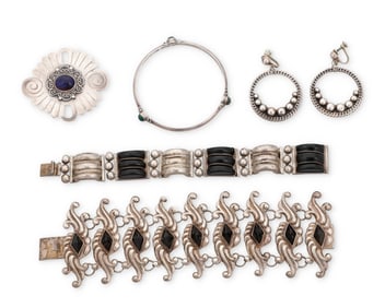 A group of Mexican silver jewelry including Carmen Beckmann