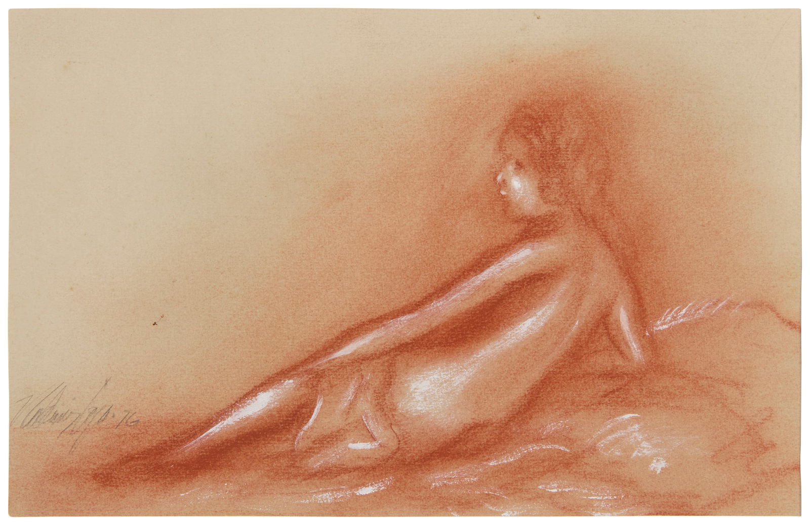 Vladimir Cora (b. 1951, Mexican), "Desnudo," 1976: Vladimir Cora(b. 1951, Mexican)"Desnudo," 1976Pastel on paperSigned and dated in pencil lower left: Vladimir Cora 76; titled by reputeSheet: 6" H x 9.375" W