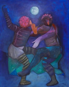 Jorge Ochoa (b. 1950, Mexican), Figures dancing under a full moon, 2001