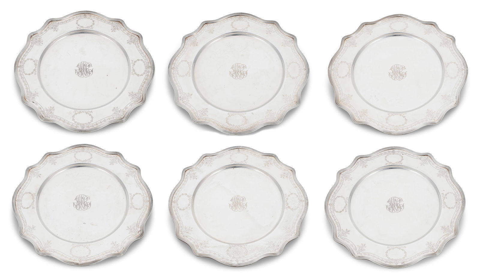 A set of six Marcus & Co. sterling silver plates (1 of 13)