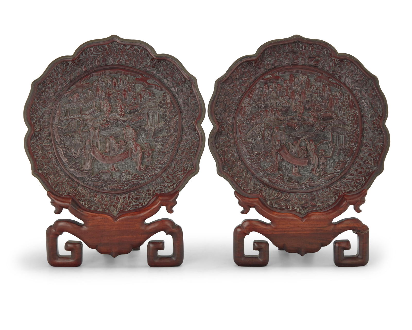 A pair of Chinese cinnabar style trays (1 of 5)