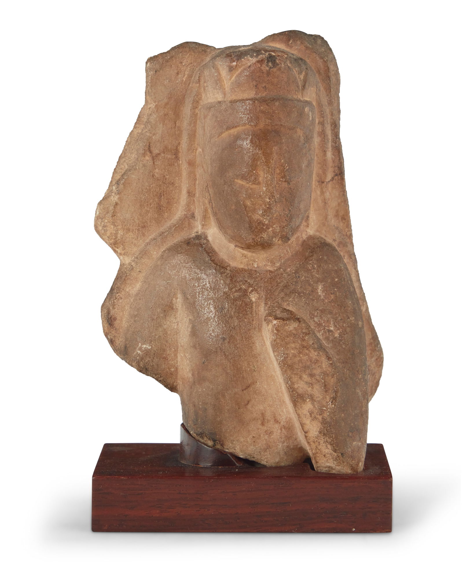 An Asian carved stone fragment of a Buddhist figure (1 of 4)