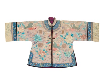 A Chinese embroidered silk short robe