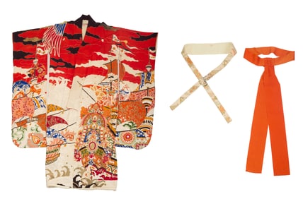 A group of East Asian textile items