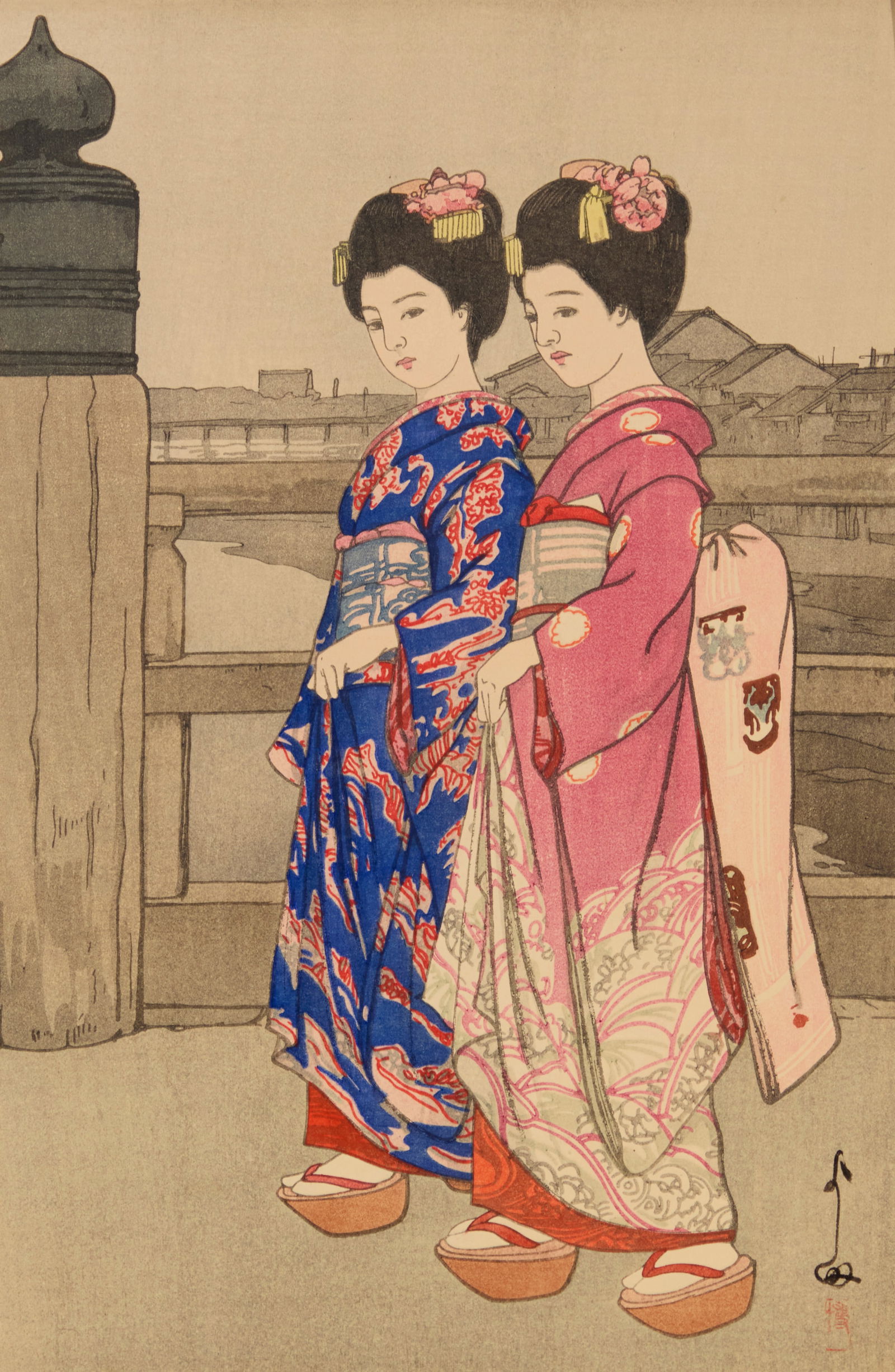 Hiroshi Yoshida (1876-1950), "The Great Bridge of Sanjo in Kyoto," 1927: Hiroshi Yoshida(1876-1950)"The Great Bridge of Sanjo in Kyoto," 1927Woodcut in colors on paperFrom the edition of unknown size and dateSigned and titled in pencil in the lower margin: Hiroshi Yoshida;