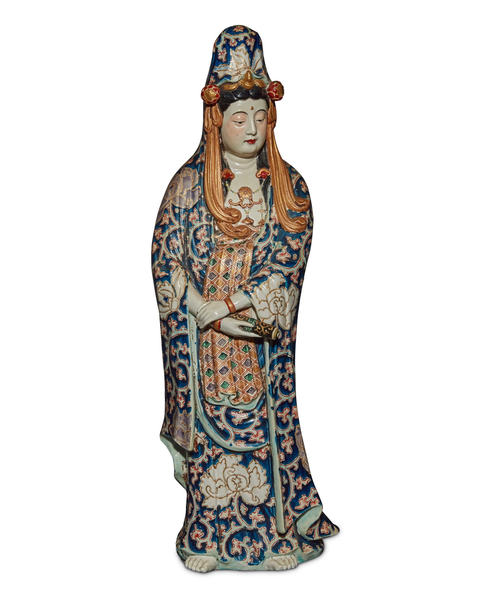 A Japanese Kutani ware porcelain figure of Kannon (1 of 5)