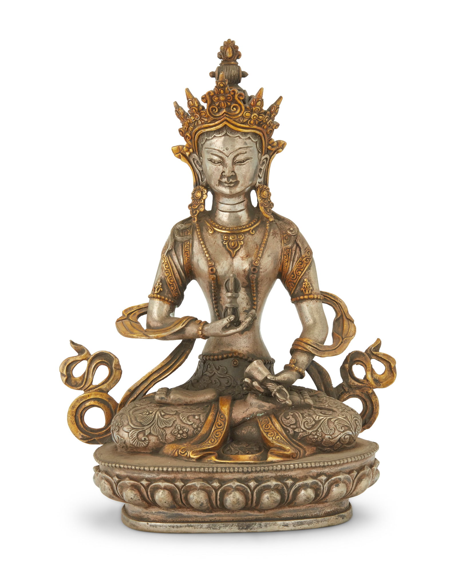 A Tibeto-Chinese parcel gilt and silvered bronze figure of Vajra Tara (1 of 6)