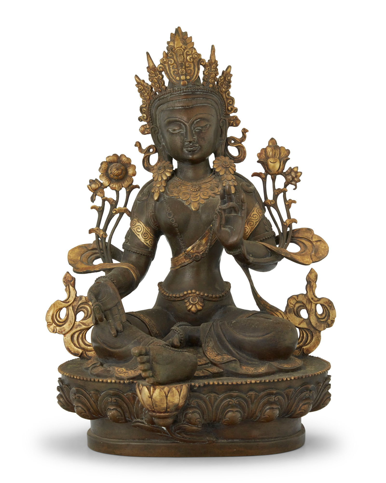 A Tibeto-Chinese parcel gilt bronze figure of Tara (1 of 5)
