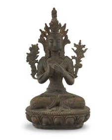 A Tibeto-Chinese bronze figure of Tara