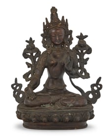 A Tibeto-Chinese bronze figure of Tara