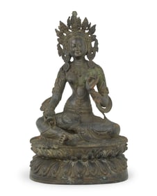 A Tibeto-Chinese bronze figure of a female deity