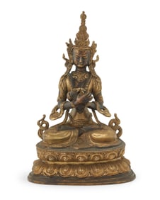 A Tibeto-Chinese parcel gilt bronze figure of Vajradhara