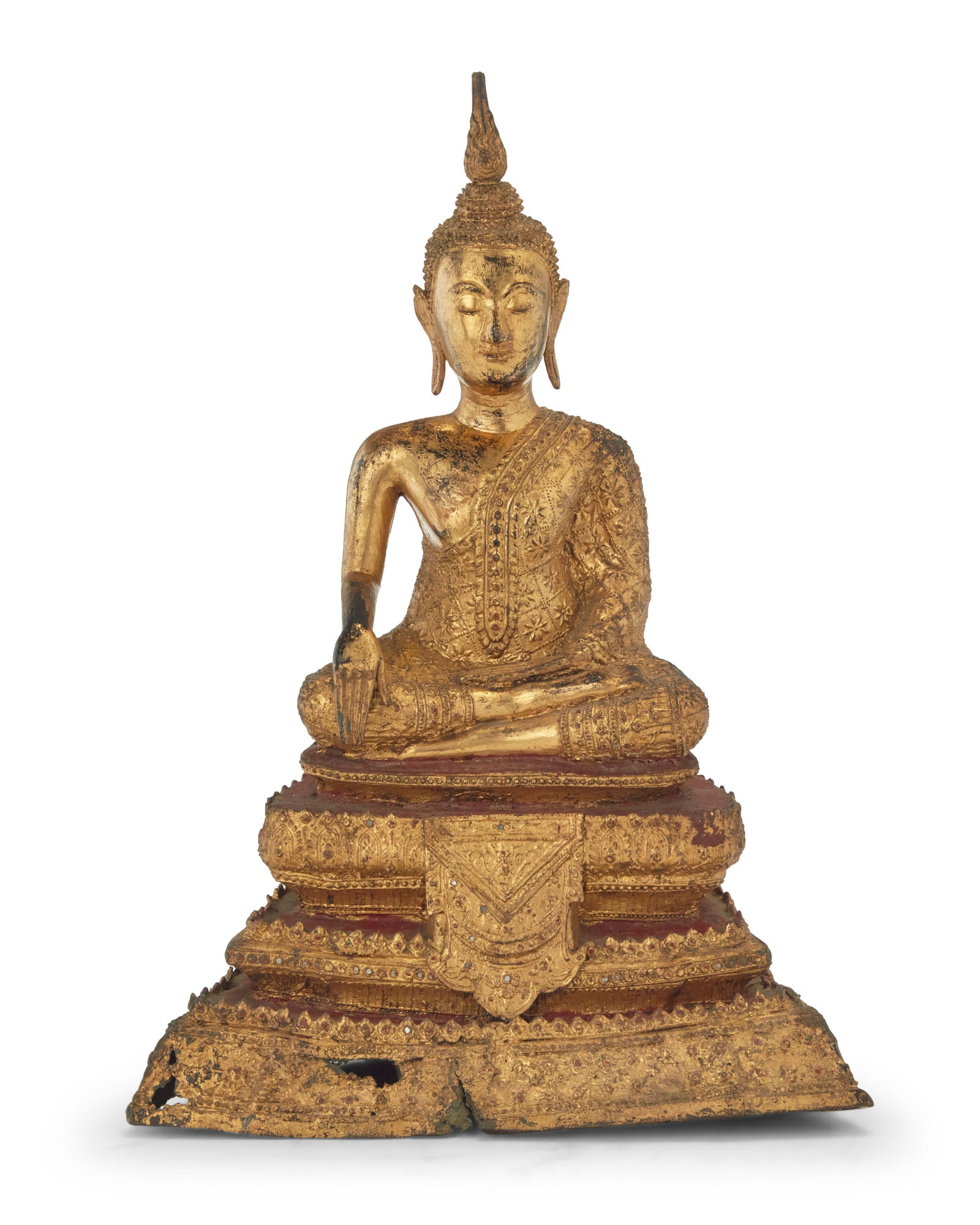 A Burmo-Thai gilt metal Buddha figure (1 of 5)