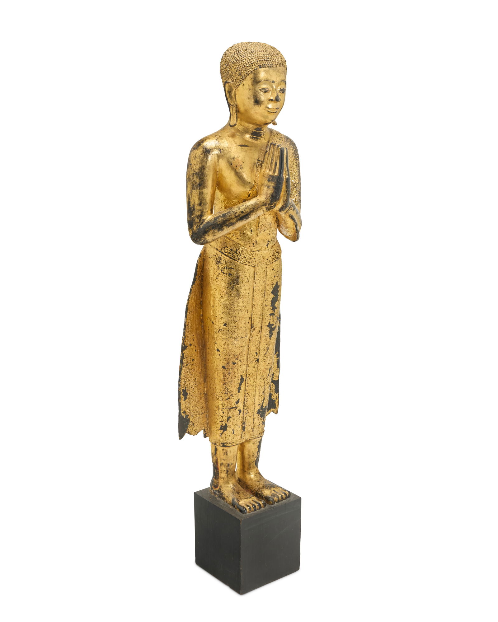 A Southeast Asian gilt metal standing Buddha (1 of 7)