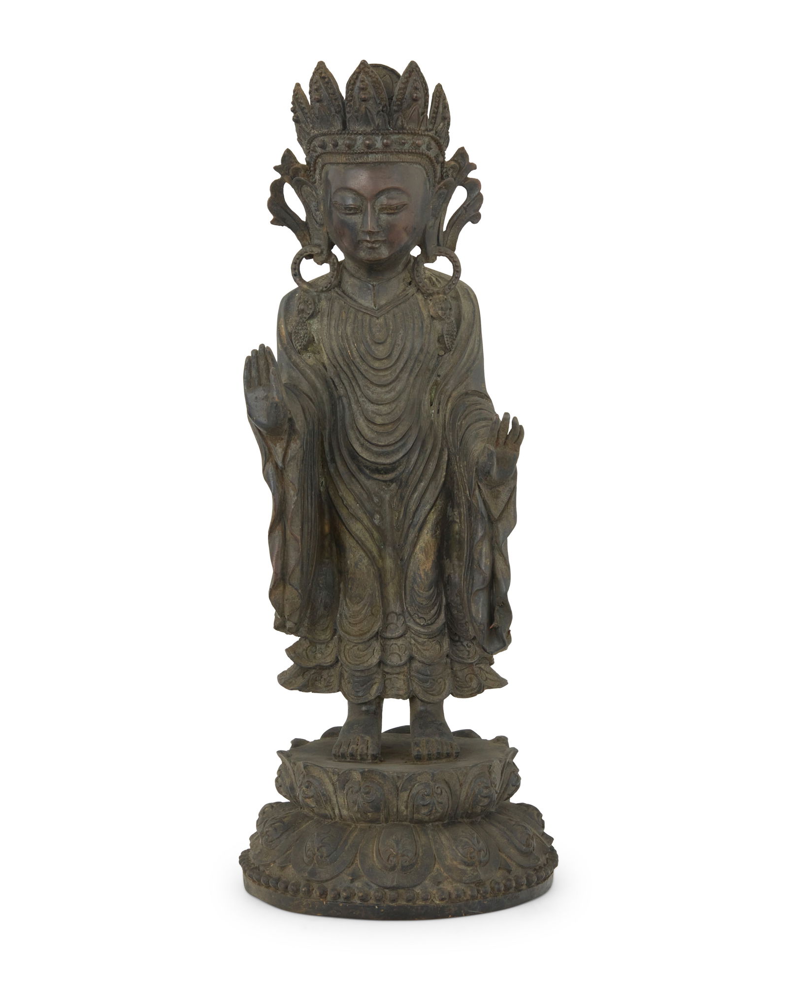 A South Asian Udayana style cast metal standing Buddha figure (1 of 5)