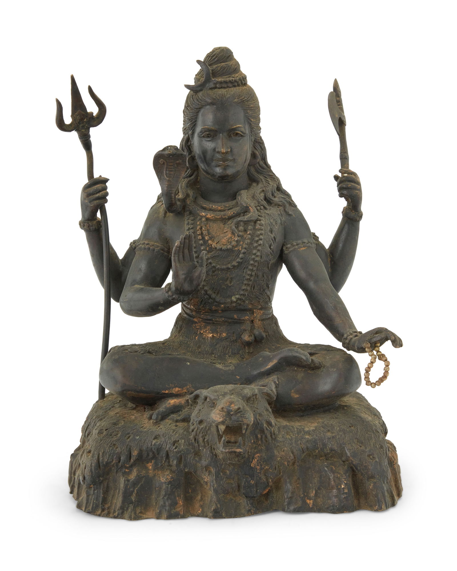 An Indian bronze figure of Shiva: An Indian bronze figure of Shiva 19th century or later 8.5" H x 7" W x 5" D