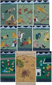 A group of nine Persian miniature paintings