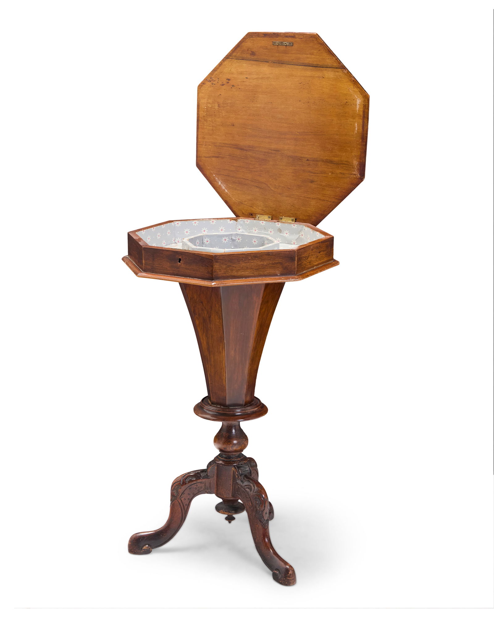 A Regency burl walnut work table - 2