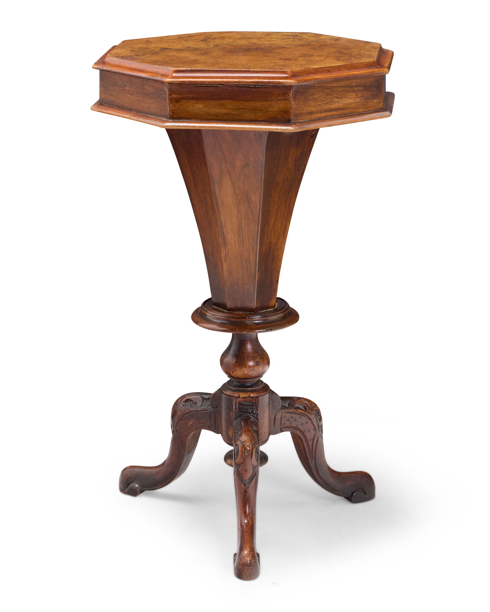 A Regency burl walnut work table - 3