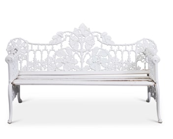 A Victorian Coalbrookdale style painted cast iron garden bench