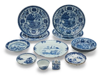 A collection of Chinese Export blue and white porcelain