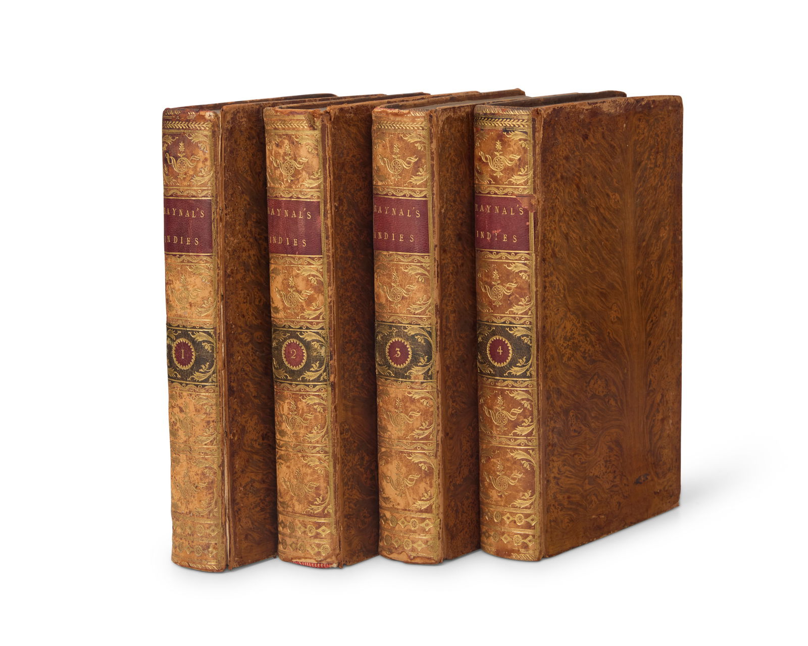 A Philosophical and Political History of Trade of the Europeans in the East and West Indies: "A Philosophical and Political History of the Settlements and Trade of the Europeans in the East and West Indies" Volumes I-IV 1776 Hardcover books in four volumes Abbe Raynal. "A Philosophical and