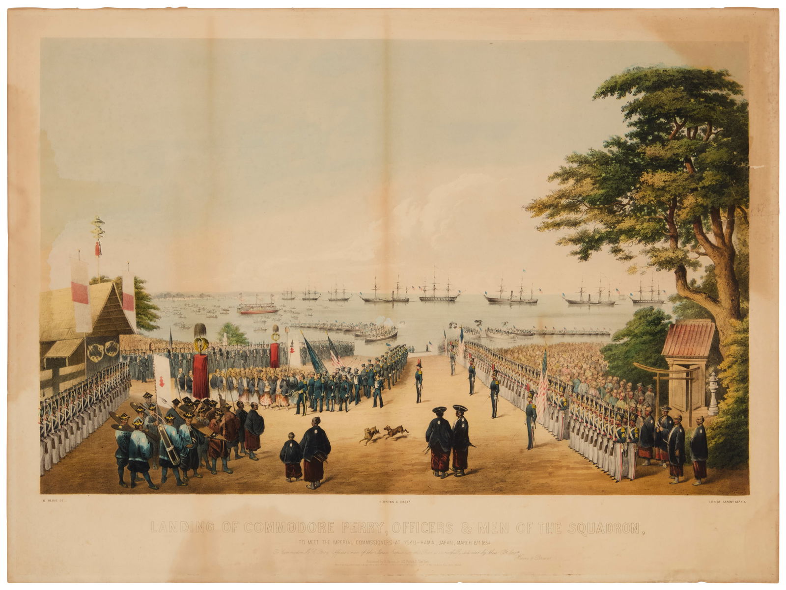 Wilhelm Heine (1827-1885), "Landing of Commodore Perry, Officers & Men of the Squadron," (1 of 6)