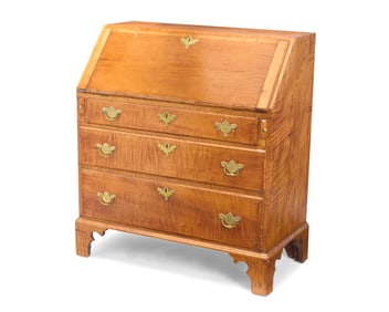 A Chippendale maple drop front desk