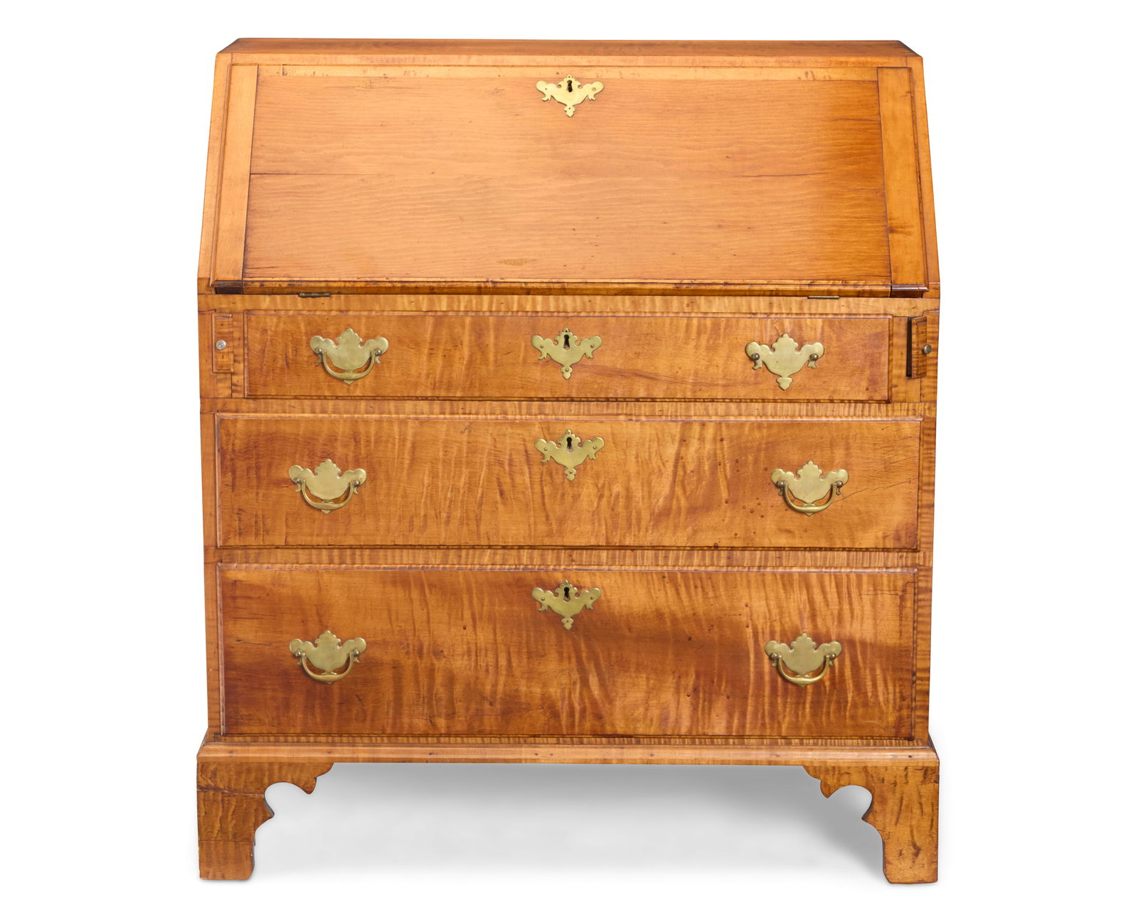 A Chippendale maple drop front desk - 2