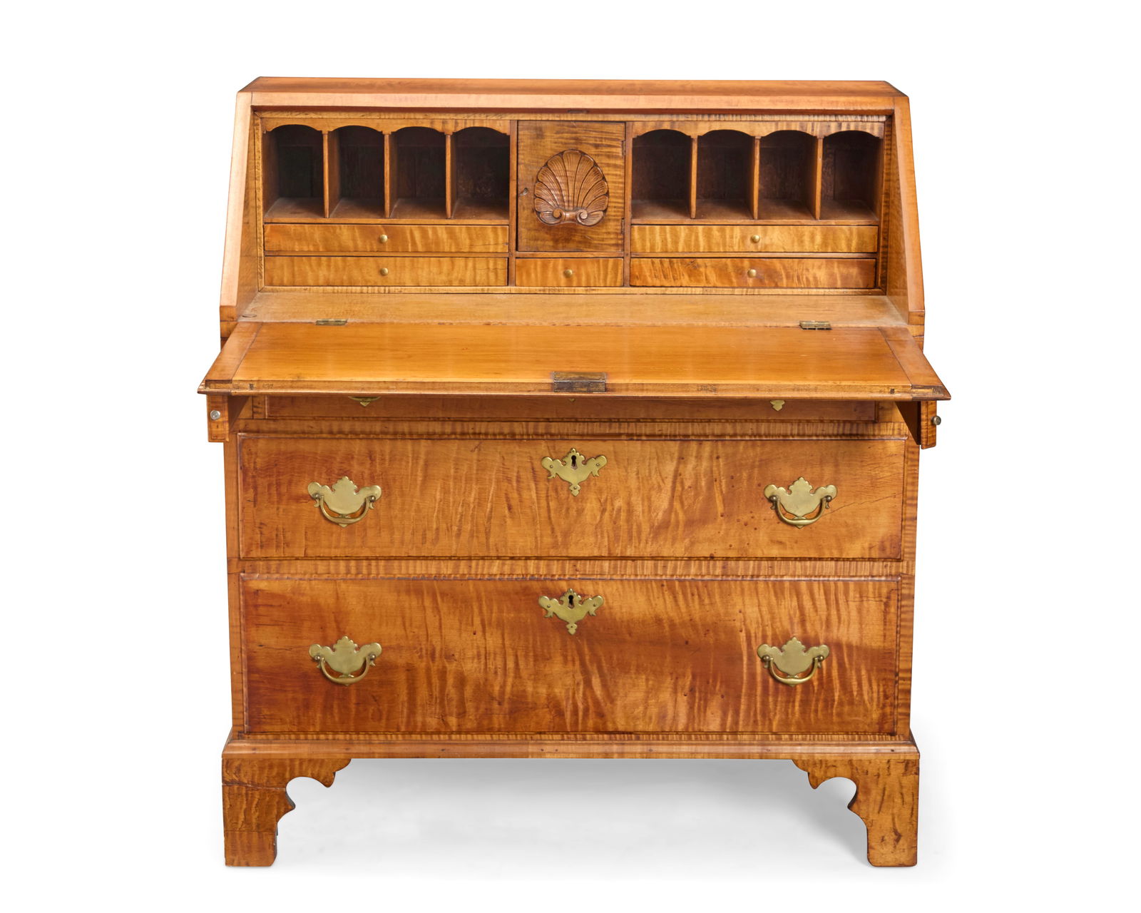 A Chippendale maple drop front desk - 3