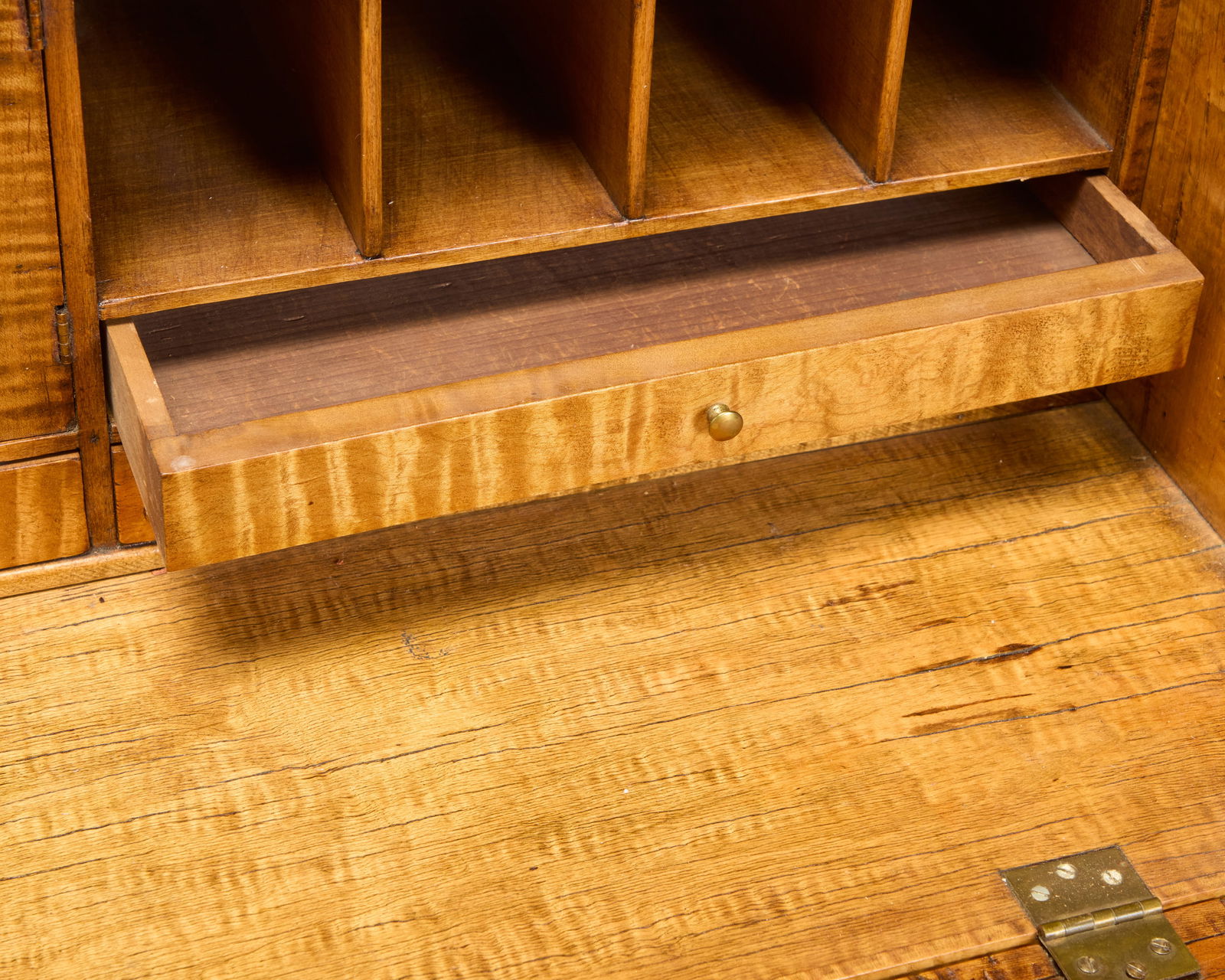 A Chippendale maple drop front desk - 7