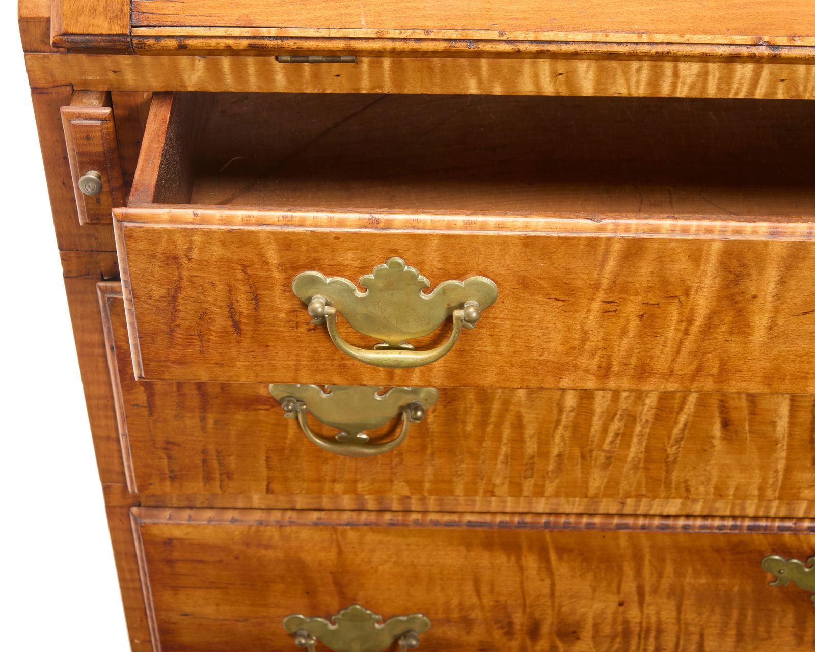 A Chippendale maple drop front desk - 9